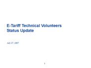 E-Tariff Technical Volunteers