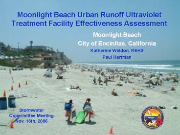 Moonlight Beach Urban Runoff Ultraviolet Treatment Facility Effectiveness Assessment