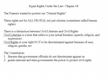 Equal Rights Under the Law Chapter 18