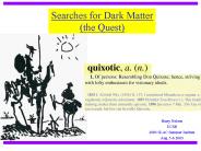 Searches for Dark Matter the Quest