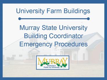 Murray State University Building Coordinator Emergency Procedures