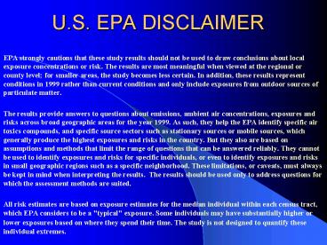 U'S' EPA DISCLAIMER