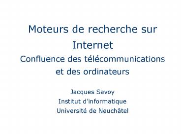 Moteurs de recherche sur Internet Confluence des t