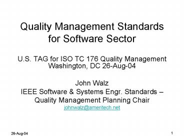Quality Management Standards for Software Sector