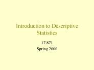 Introduction to Descriptive Statistics