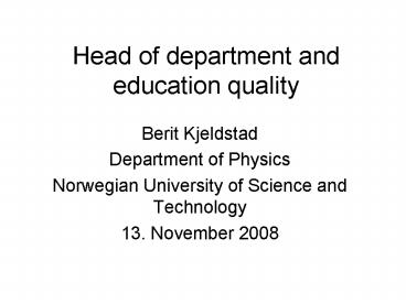 Head of department and education quality