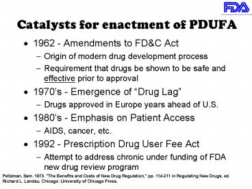 Catalysts for enactment of PDUFA