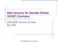 Web Services for Remote Portals (WSRP) Overview PowerPoint PPT Presentation