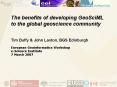 GeoSciML  = GeoScience Markup Language  An international (IUGS) application of GML3.1.1 (an XML schema= Geography Markup Language) for sharing geologic information  Interoperability Working Group IUGS Commission for the Management and Application of GP12 PowerPoint PPT Presentation