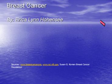 Breast Cancer By: Erica Lynn Hohensee