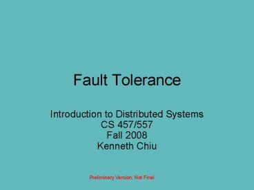 Fault Tolerance