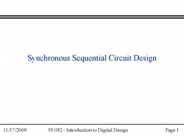 Synchronous Sequential Circuit Design presentation | free to view