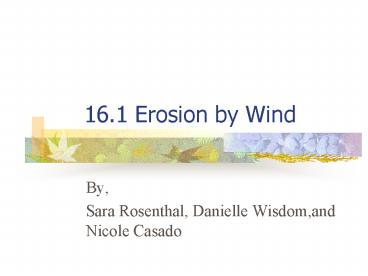 16'1 Erosion by Wind
