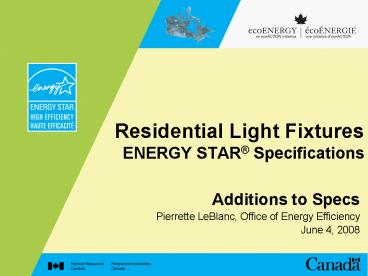 Residential Light Fixtures ENERGY STAR Specifications