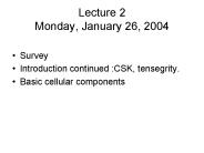 Lecture 2 Monday, January 26, 2004