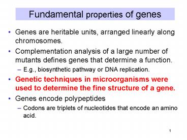 Fundamental properties of genes