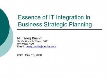 Essence of IT Integration in Business Strategic Planning