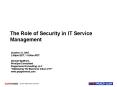 The Role of Security in IT Service Management PowerPoint PPT Presentation