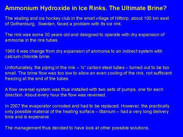 Ammonium Hydroxide in Ice Rinks' The Ultimate Brine