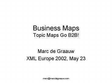 Business Maps Topic Maps Go B2B