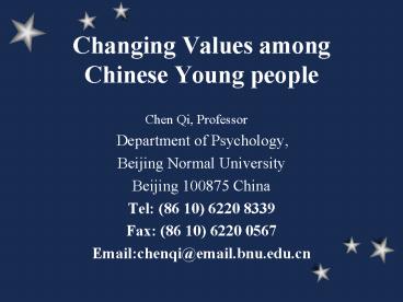 Changing Values among Chinese Young people