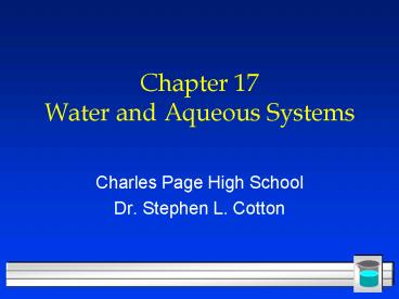 Chapter 17 Water and Aqueous Systems