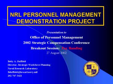 NRL PERSONNEL MANAGEMENT DEMONSTRATION PROJECT