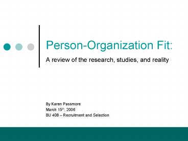 PersonOrganization Fit: