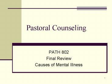Pastoral Counseling