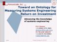 Toward an Ontology for Measuring Systems Engineering Return on Investment PowerPoint PPT Presentation