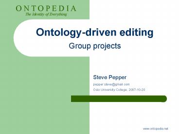 Ontologydriven editing Group projects