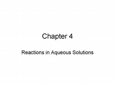 Reactions in Aqueous Solutions