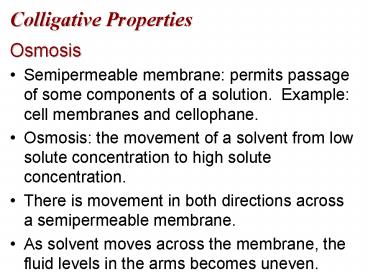 Colligative Properties
