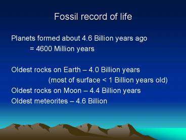 Fossil record of life