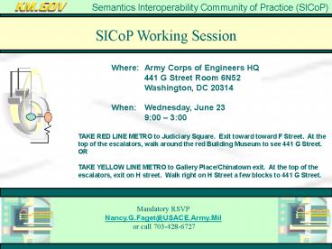 Semantics Interoperability Community of Practice SICoP