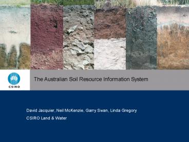The Australian Soil Resource Information System
