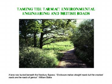TAMING THE TARMAC: ENVIRONMENTAL ENGINEERING AND BRITISH ROADS