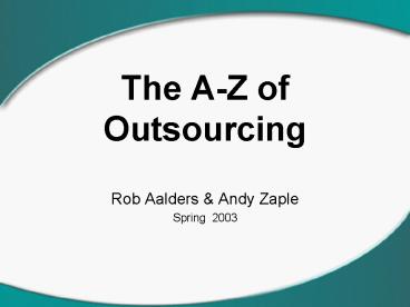 The AZ of Outsourcing