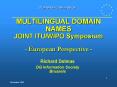 MULTILINGUAL DOMAIN NAMES JOINT ITUWIPO Symposium European Perspective PowerPoint PPT Presentation