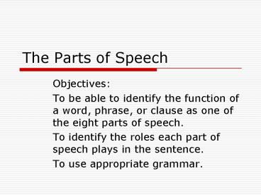 The Parts of Speech