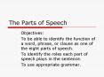 The Parts of Speech PowerPoint PPT Presentation