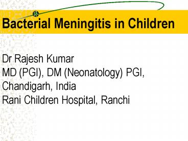 Bacterial Meningitis in Children