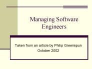 Managing Software Engineers