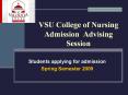 VSU College of Nursing Admission Advising Session PowerPoint PPT Presentation