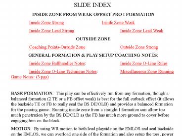 INSIDE ZONE FROM WEAK OFFSET PRO I FORMATION