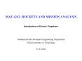 MAE 4262: ROCKETS AND MISSION ANALYSIS PowerPoint PPT Presentation