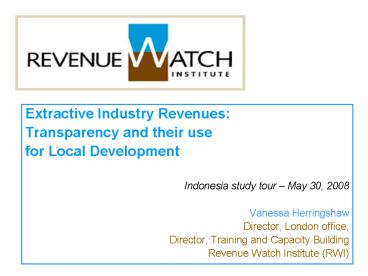 Extractive Industry Revenues: