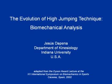 The Evolution of High Jumping Technique: