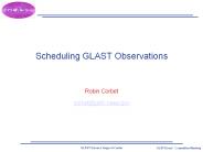Scheduling GLAST Observations