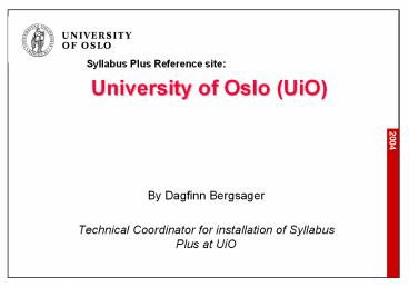University of Oslo UiO